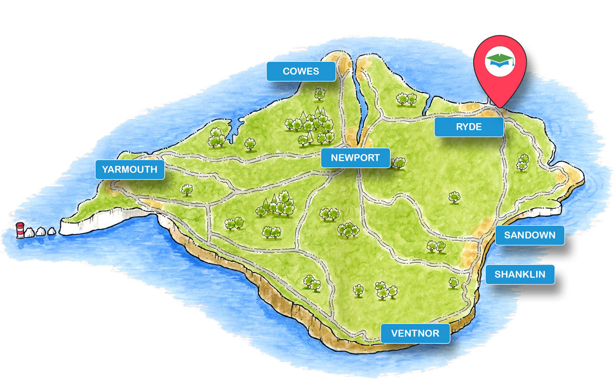 School trip Isle of Wight location map for Ryde Superbowl
